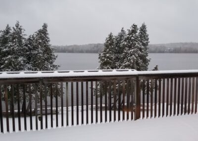 Lazy Loon Lakehouse Wintry Cedars Deck View